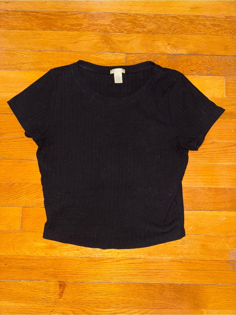 Bozzolo Black Ribbed Short-Sleeve Tee